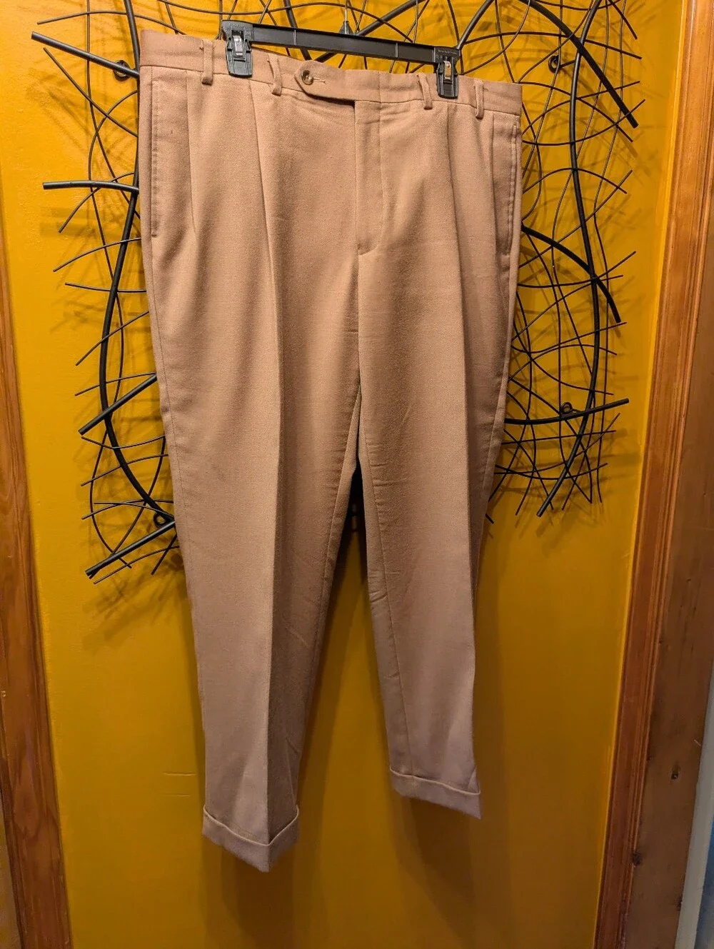 Nautica Men’s Dress Slacks 38x29 - Tan / Camel Beige Cuffed Trouser Pants